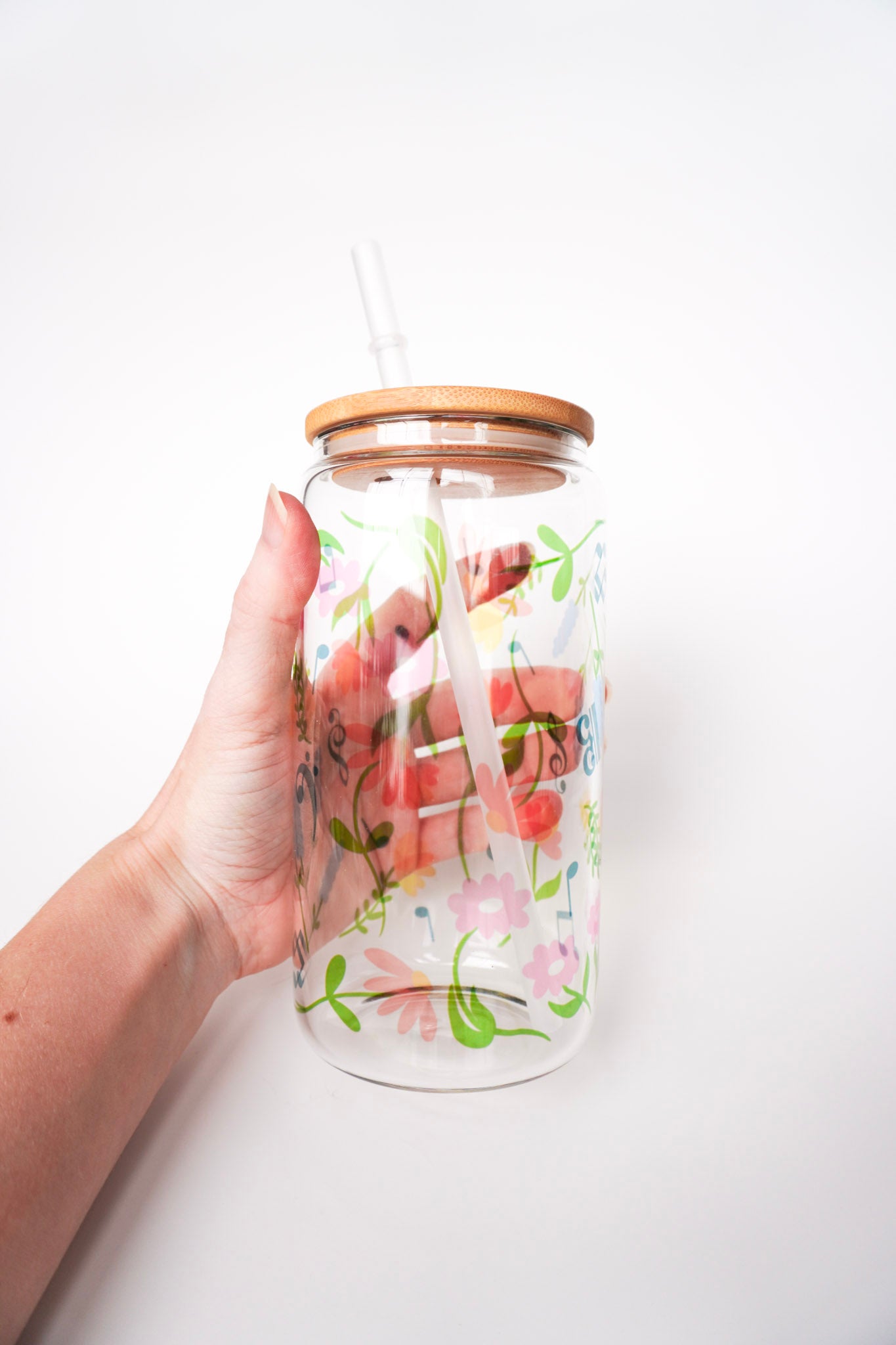 Wildflower Music Note Iced Coffee Glass