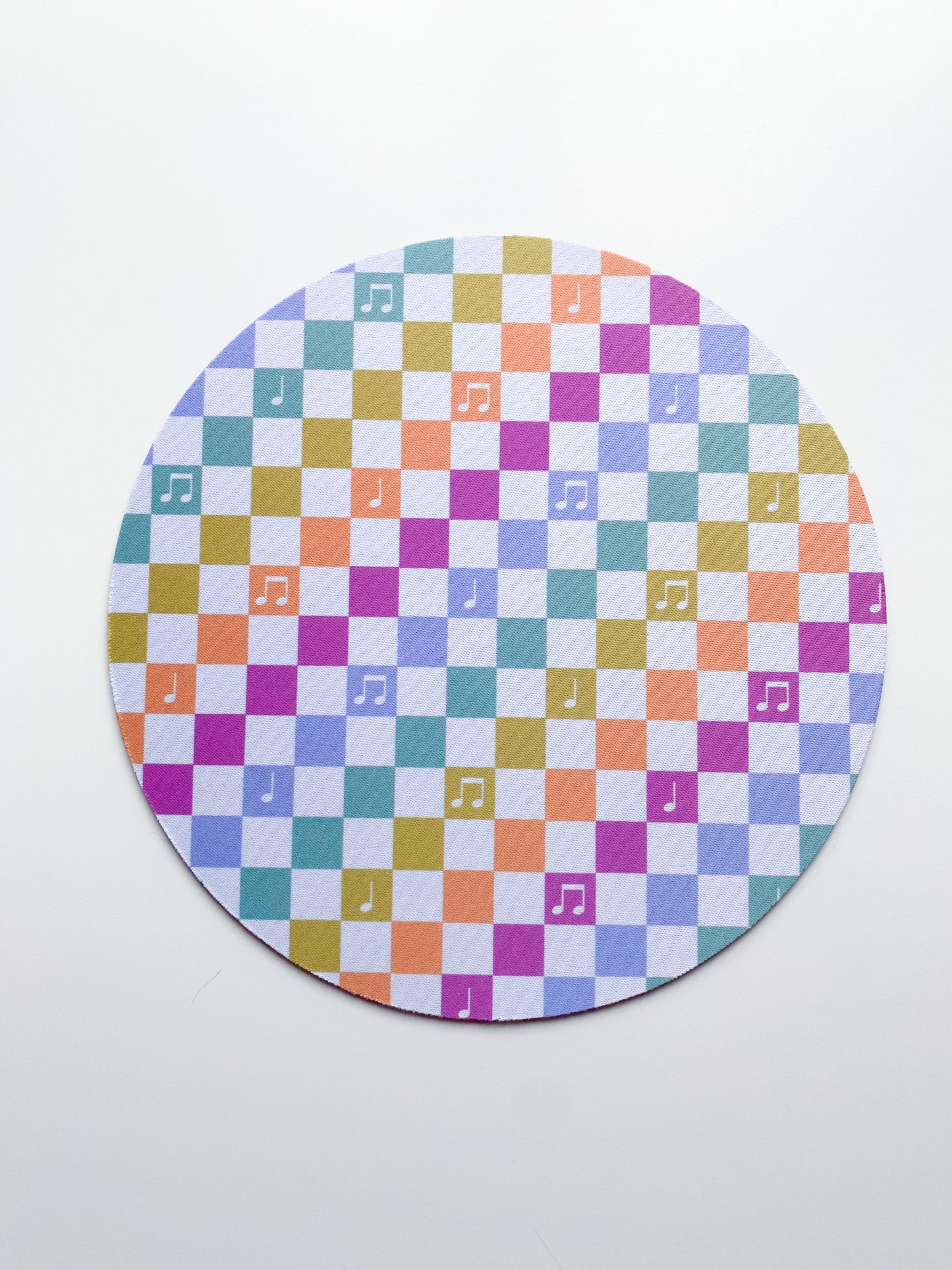 Rainbow Checkered Music Note Mouse Pad