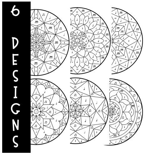 Color By Note Worksheet Kaleidoscopes - Digital Download