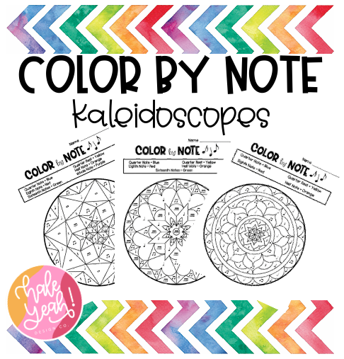 Color By Note Worksheet Kaleidoscopes - Digital Download