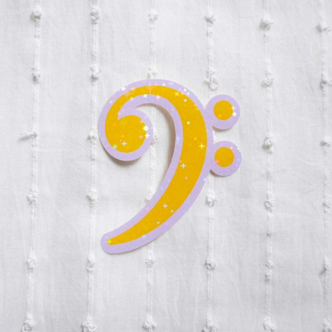 sparkling bass clef sticker