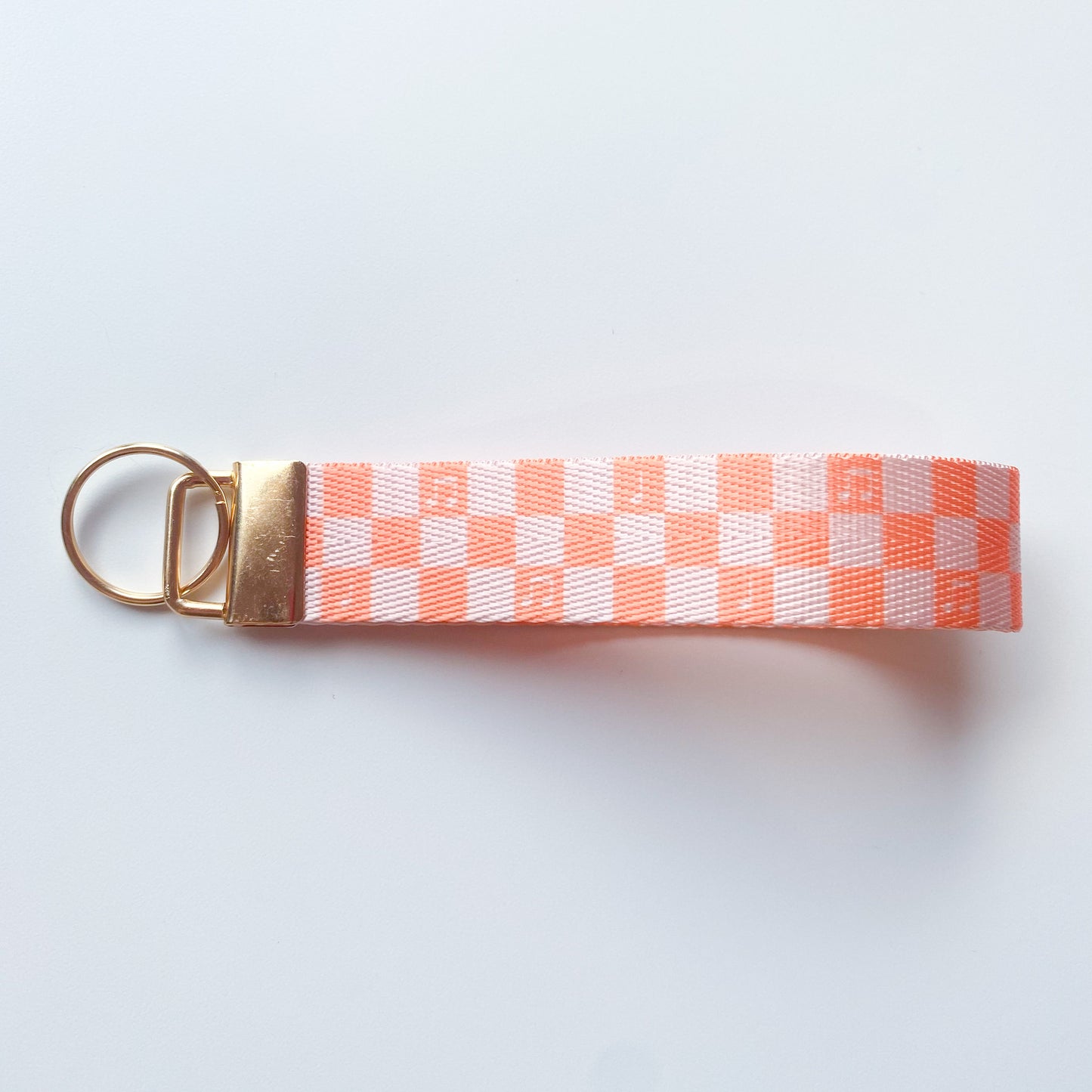 Orange Checkered Music Note Keychain Wristlet
