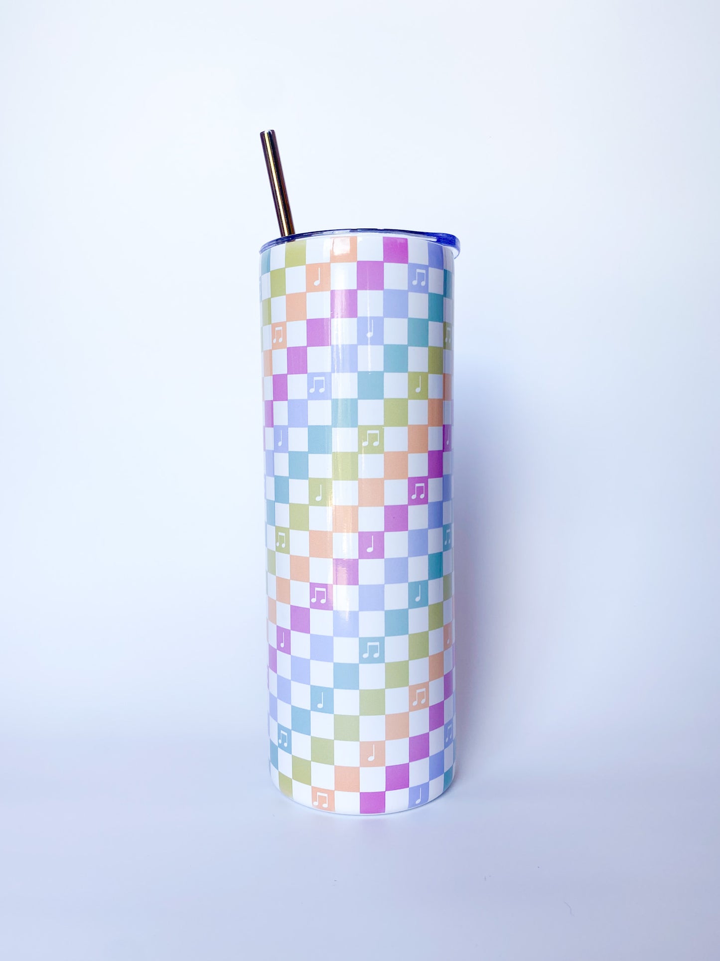 Bright Checkered Music Tumbler 20 oz