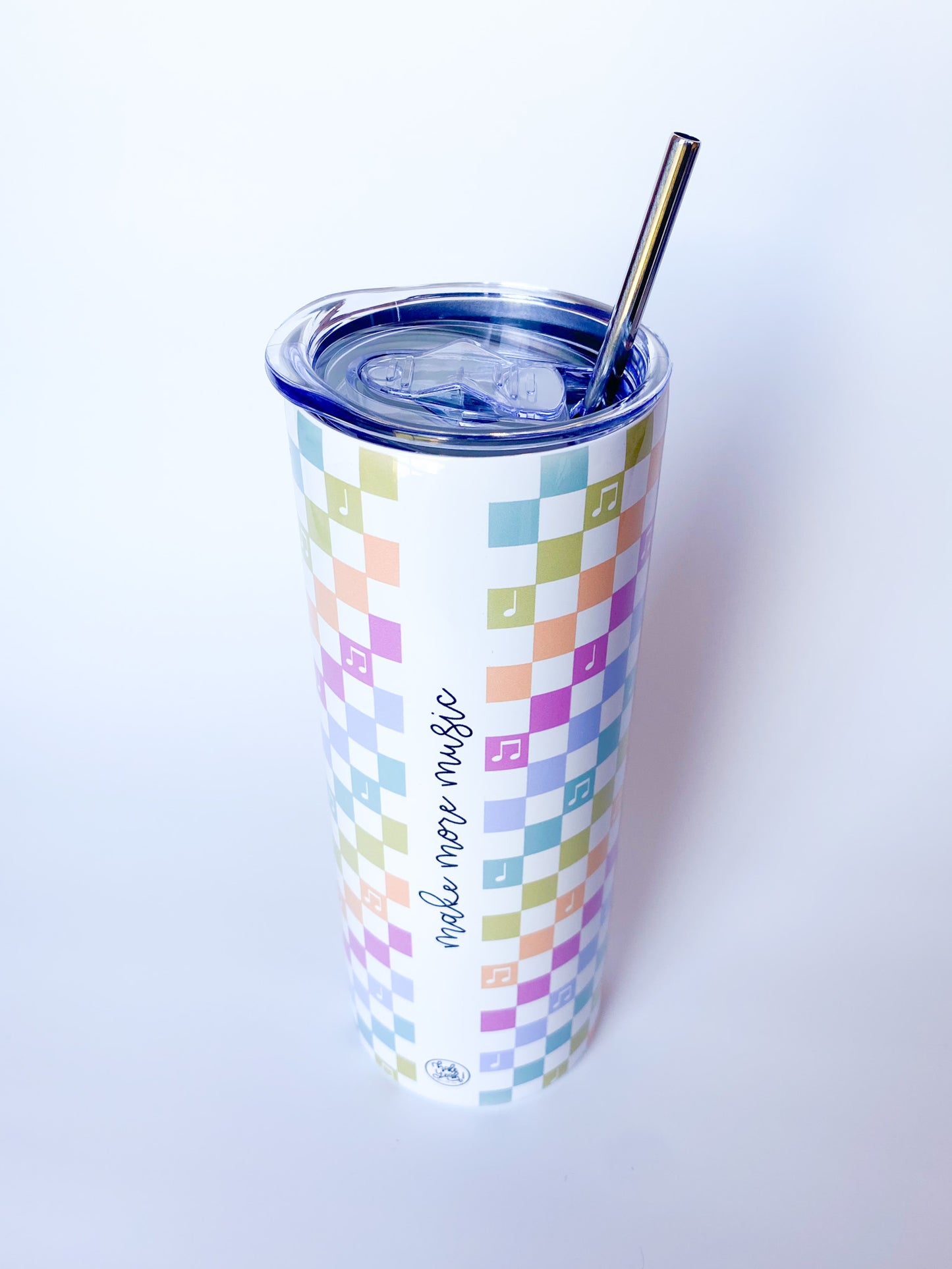 Bright Checkered Music Tumbler 20 oz