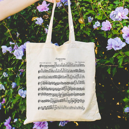 mendelssohn violin concerto violin tote bag