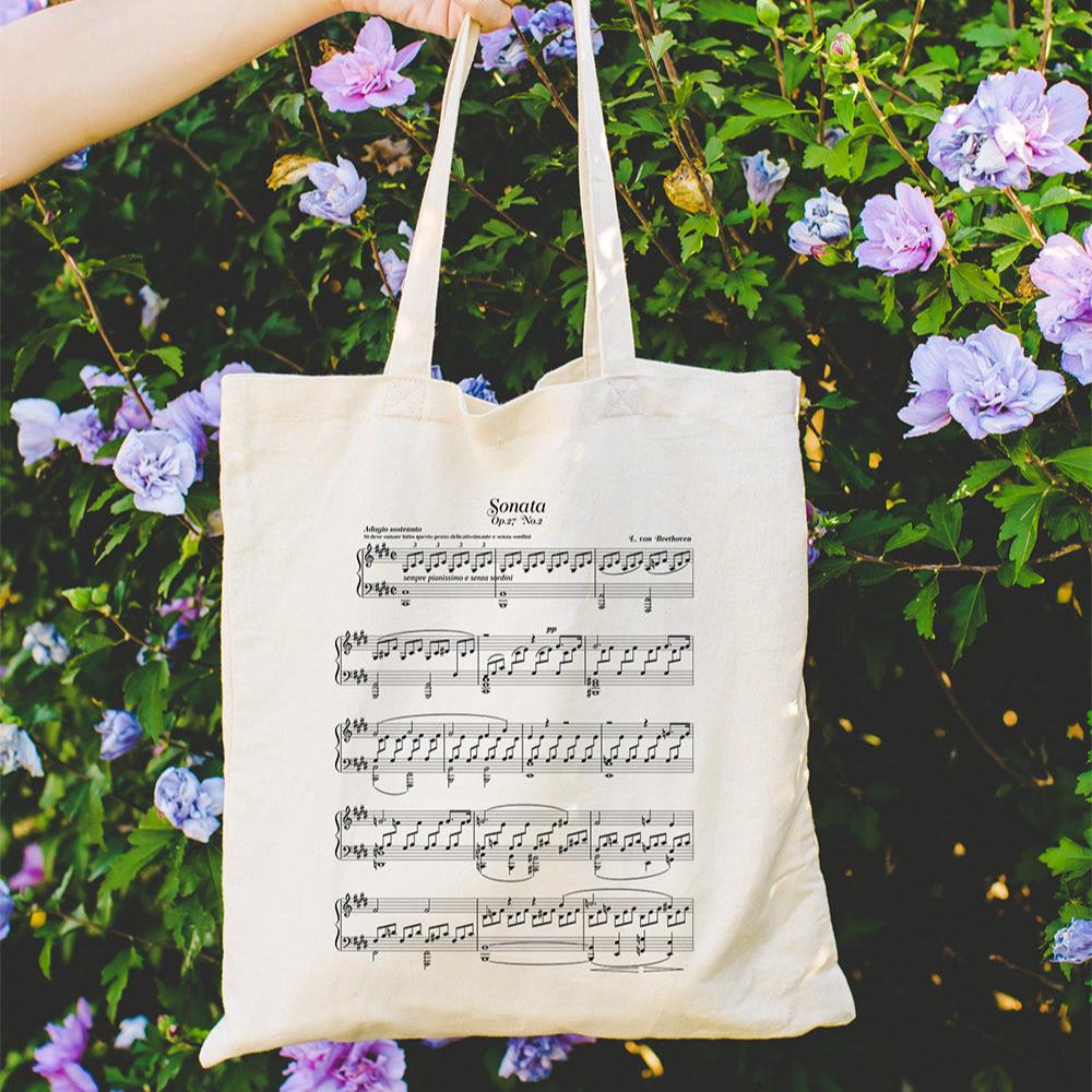 moonlight sonata piano tote bag