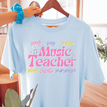 cute music teacher retro font shirt